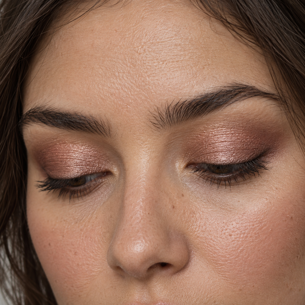 Eyeshadow styling close-up — AI illustration; shade appearance is illustrative