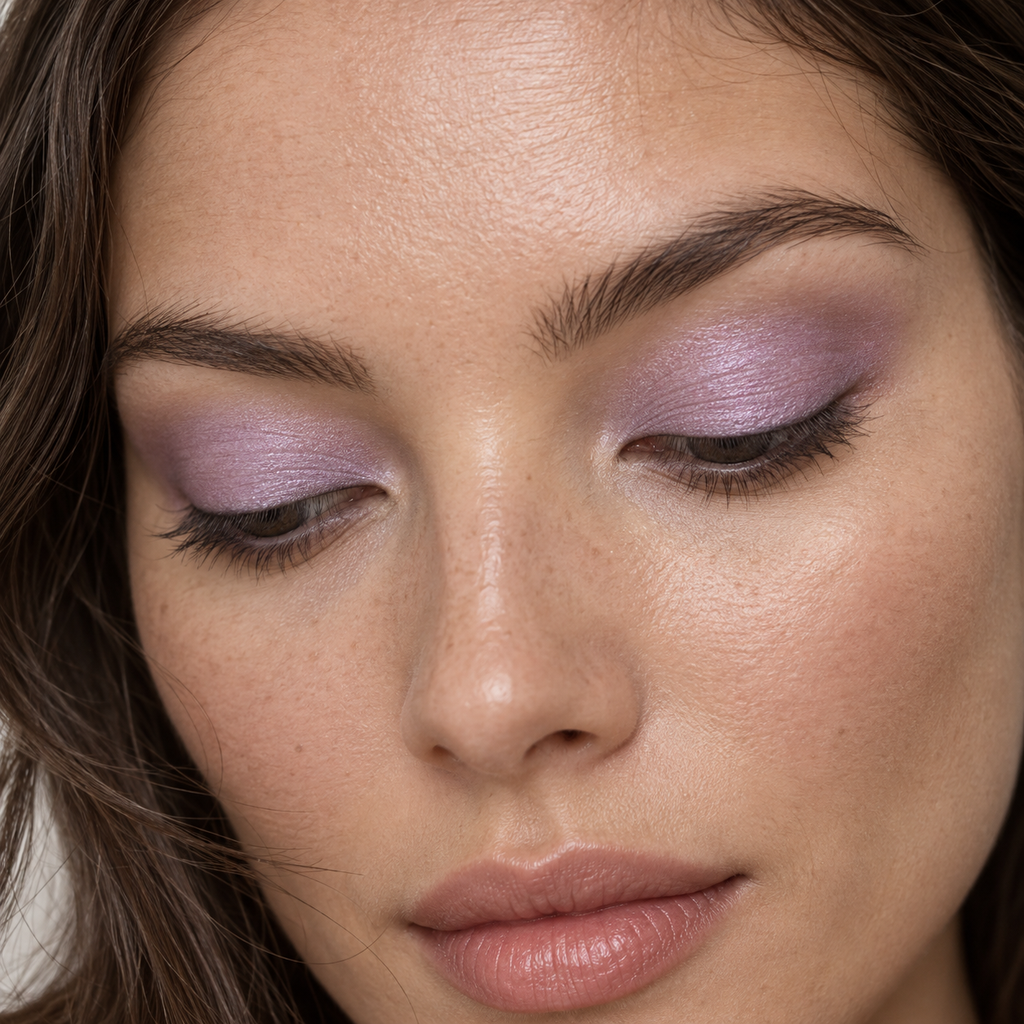 Eyeshadow styling close-up — AI illustration; shade appearance is illustrative