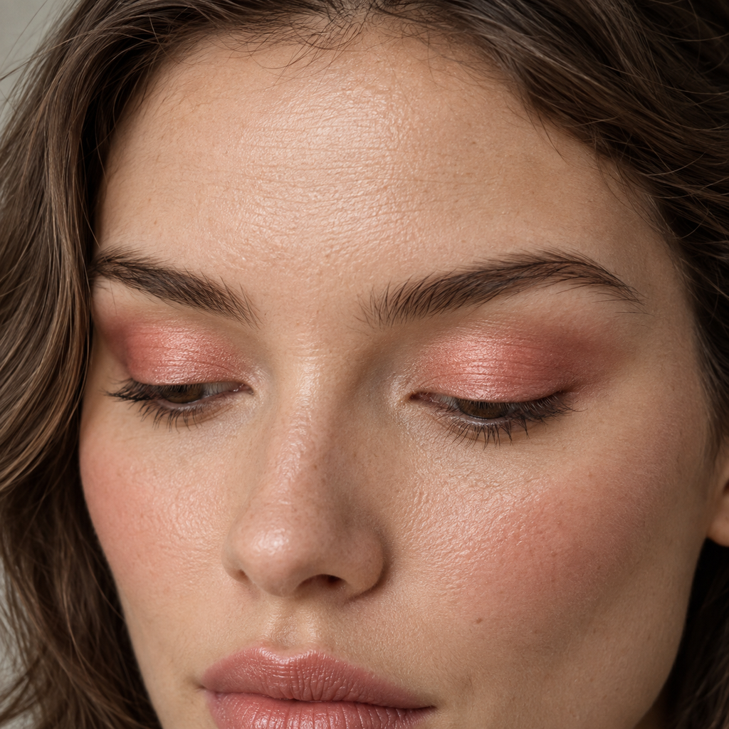 Eyeshadow styling close-up — AI illustration; shade appearance is illustrative