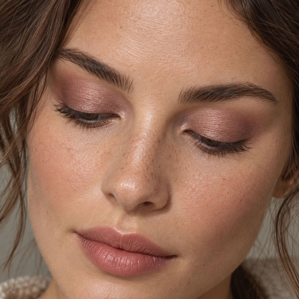 Eyeshadow styling close-up — AI illustration; shade appearance is illustrative