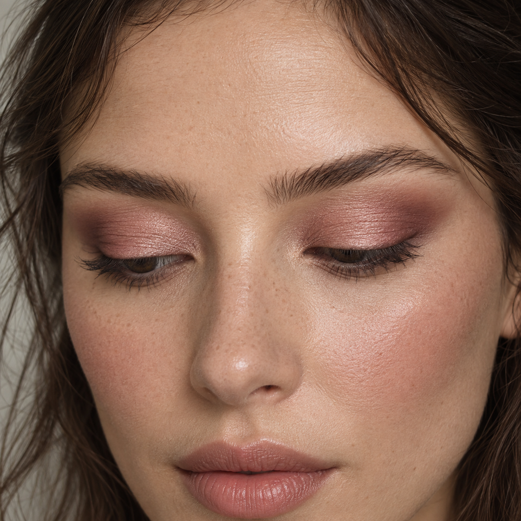 Eyeshadow styling close-up — AI illustration; shade appearance is illustrative