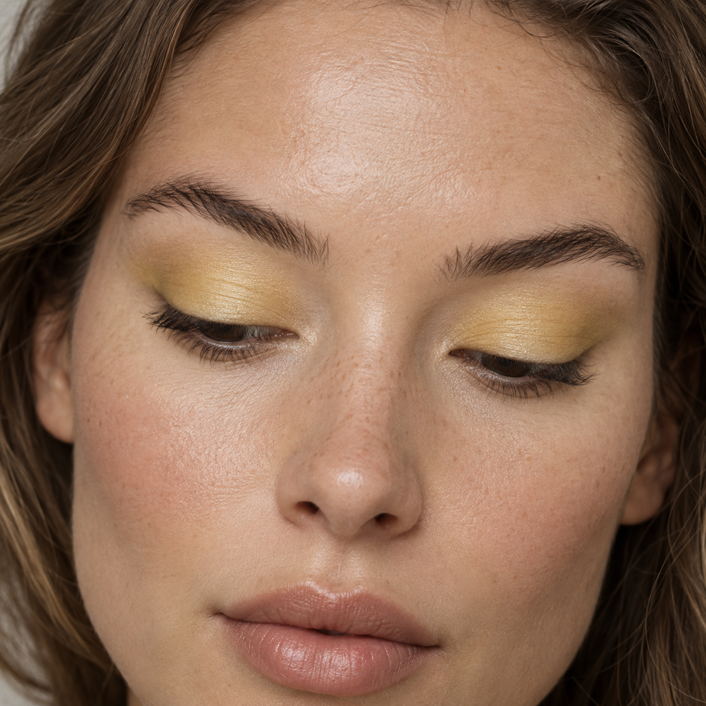 Eyeshadow styling close-up — AI illustration; shade appearance is illustrative