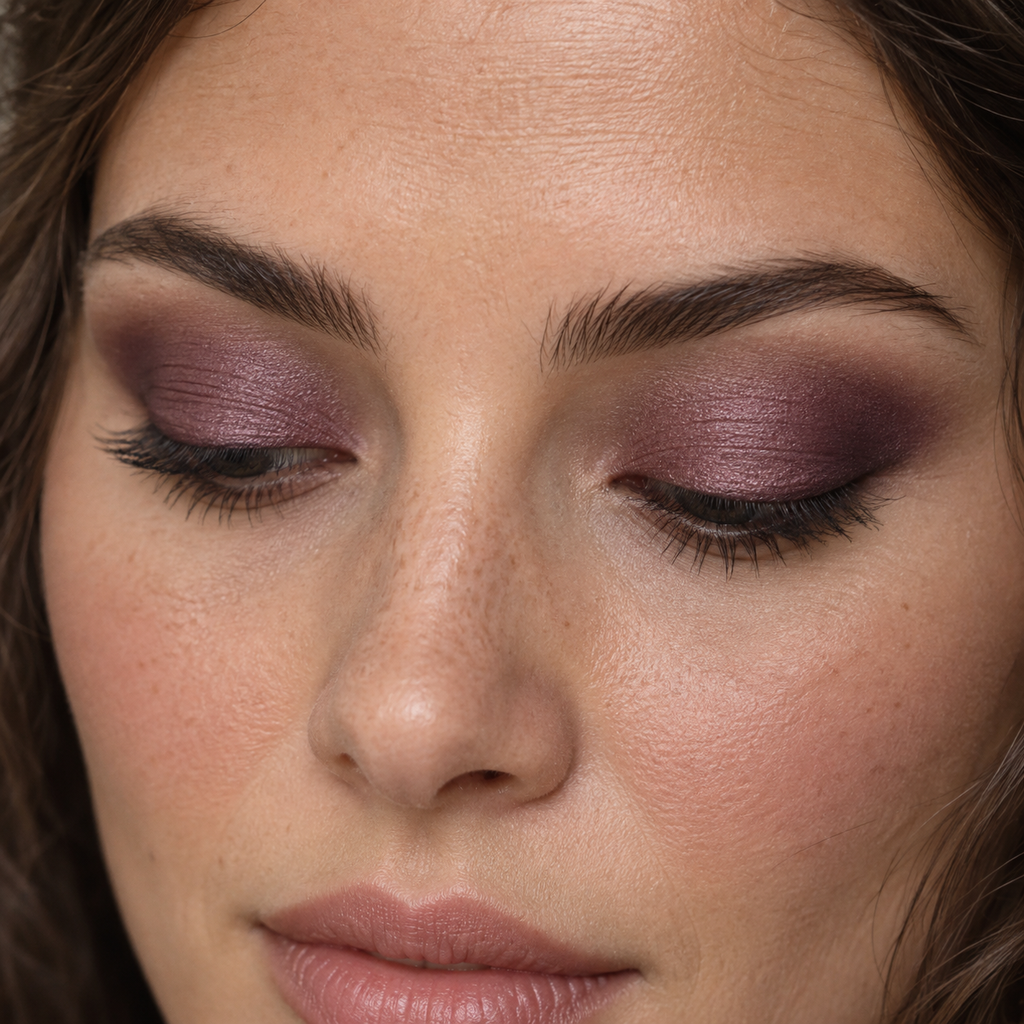 Eyeshadow styling close-up — AI illustration; shade appearance is illustrative