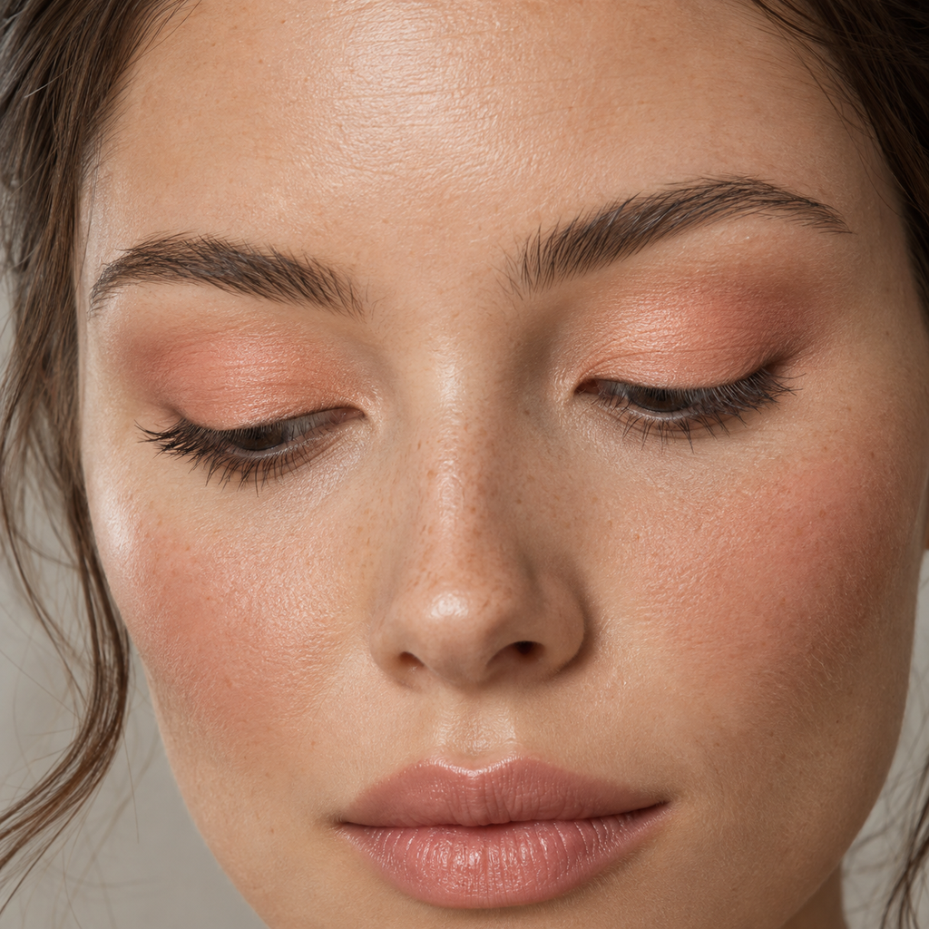 Eyeshadow styling close-up — AI illustration; shade appearance is illustrative