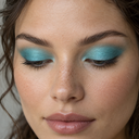 Eyeshadow styling close-up — AI illustration; shade appearance is illustrative