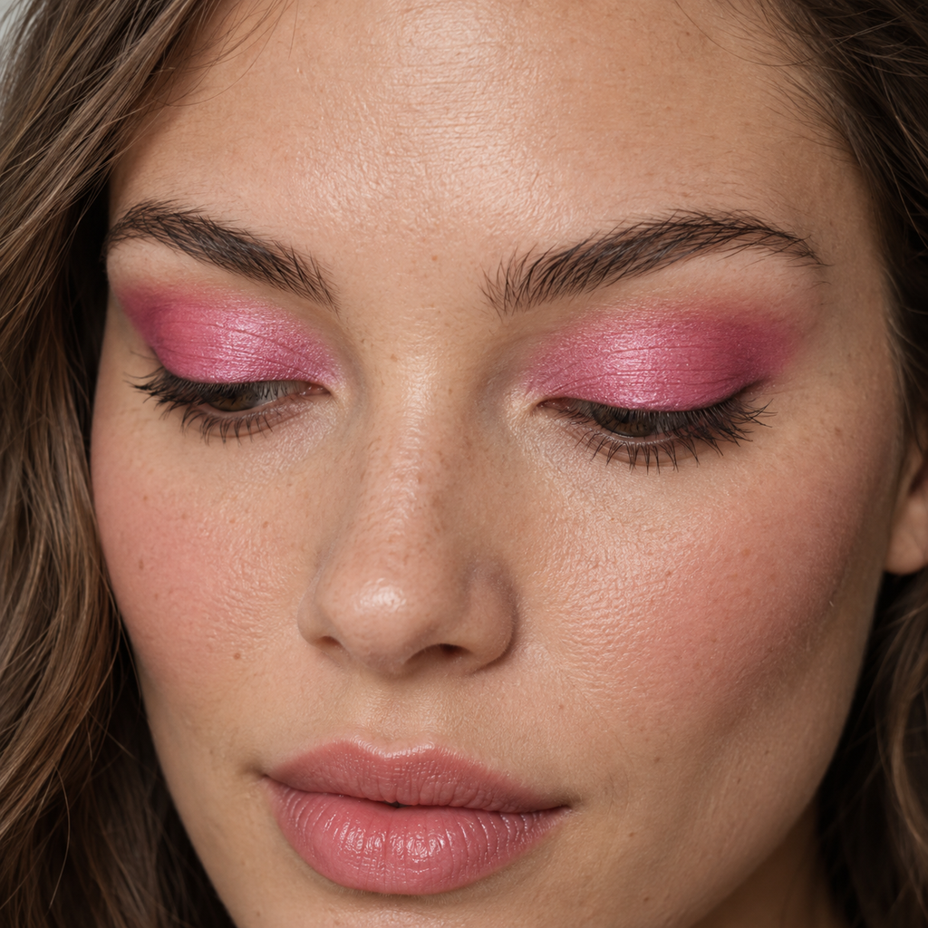 Eyeshadow styling close-up — AI illustration; shade appearance is illustrative
