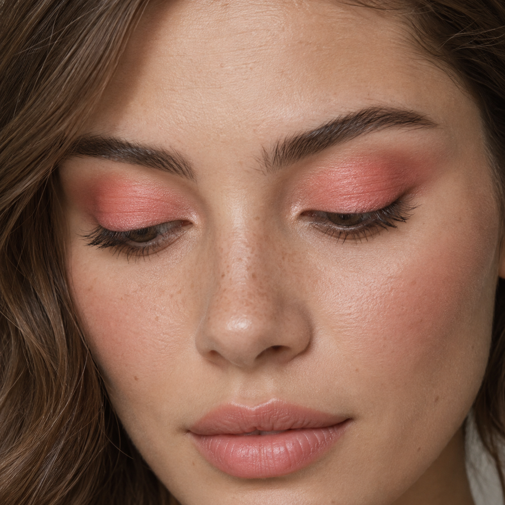 Eyeshadow styling close-up — AI illustration; shade appearance is illustrative