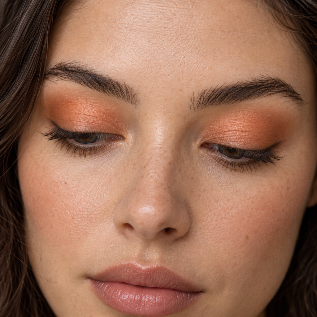 Eyeshadow styling close-up — AI illustration; shade appearance is illustrative