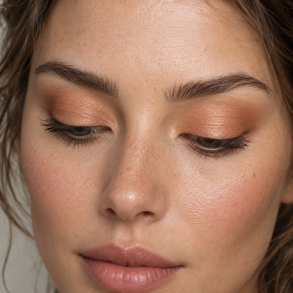 Eyeshadow styling close-up — AI illustration; shade appearance is illustrative