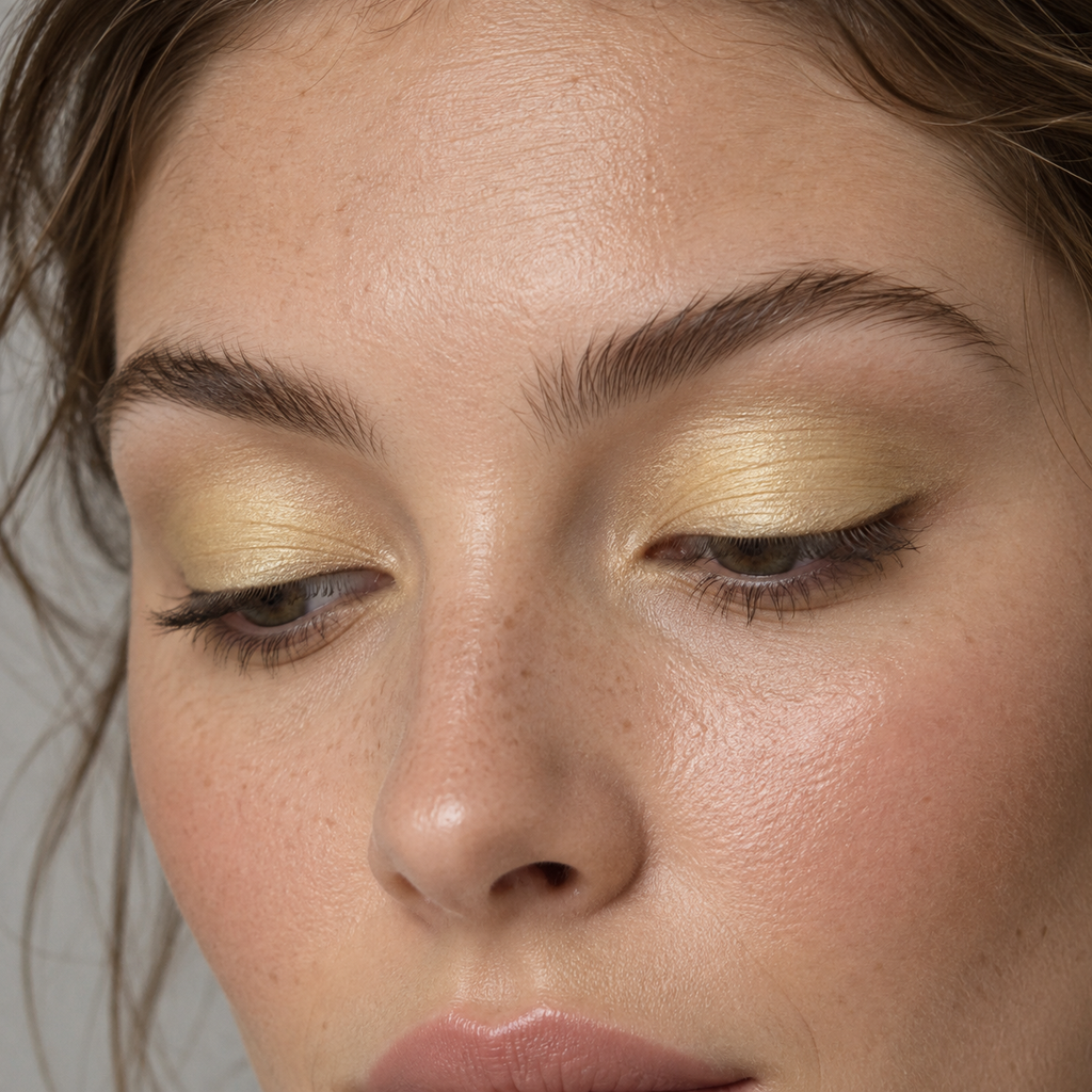Eyeshadow styling close-up — AI illustration; shade appearance is illustrative
