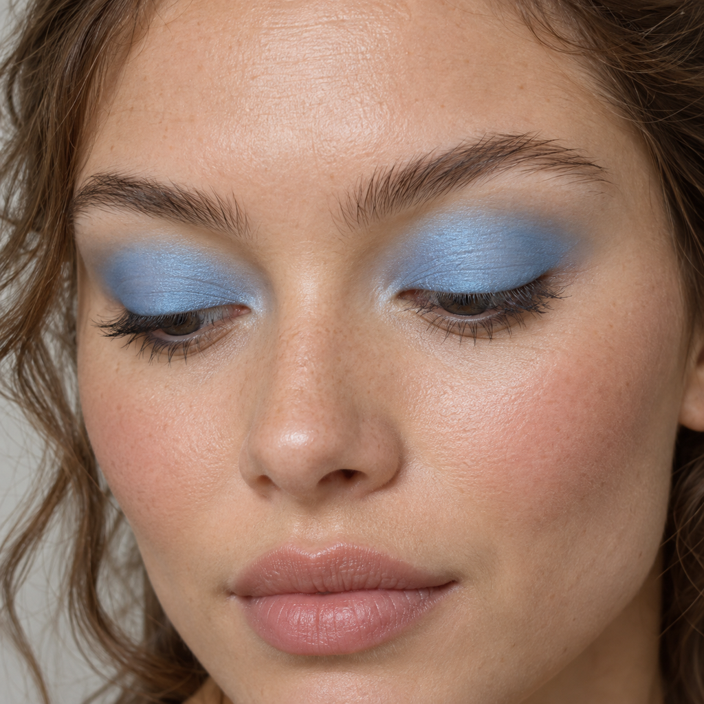 Eyeshadow styling close-up — AI illustration; shade appearance is illustrative