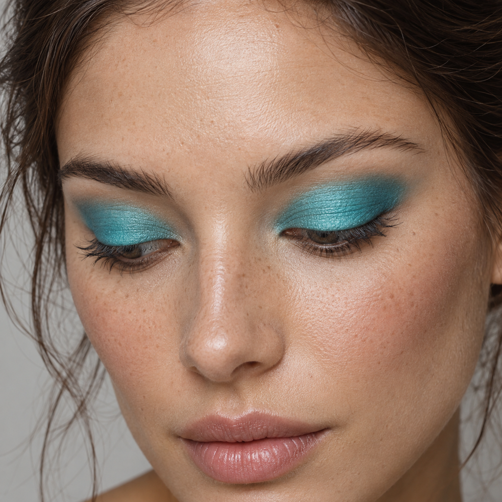 Eyeshadow styling close-up — AI illustration; shade appearance is illustrative