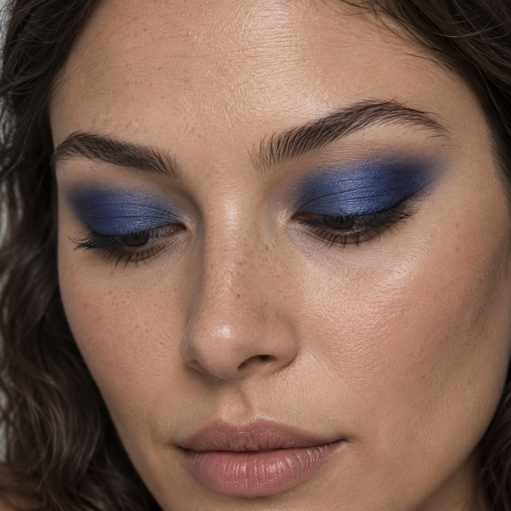Eyeshadow styling close-up — AI illustration; shade appearance is illustrative