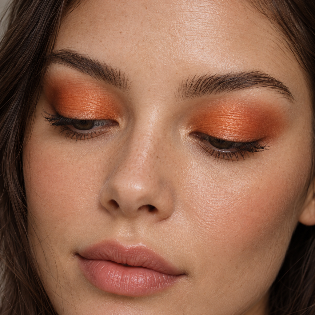 Eyeshadow styling close-up — AI illustration; shade appearance is illustrative