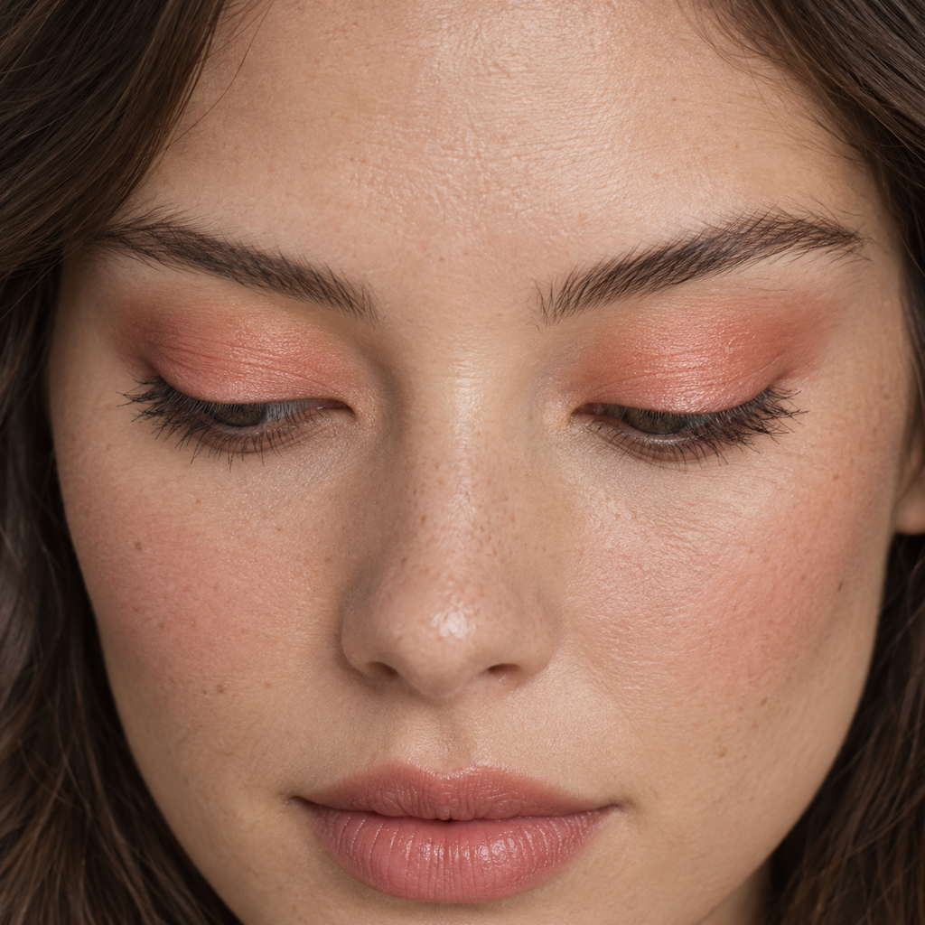 Eyeshadow styling close-up — AI illustration; shade appearance is illustrative
