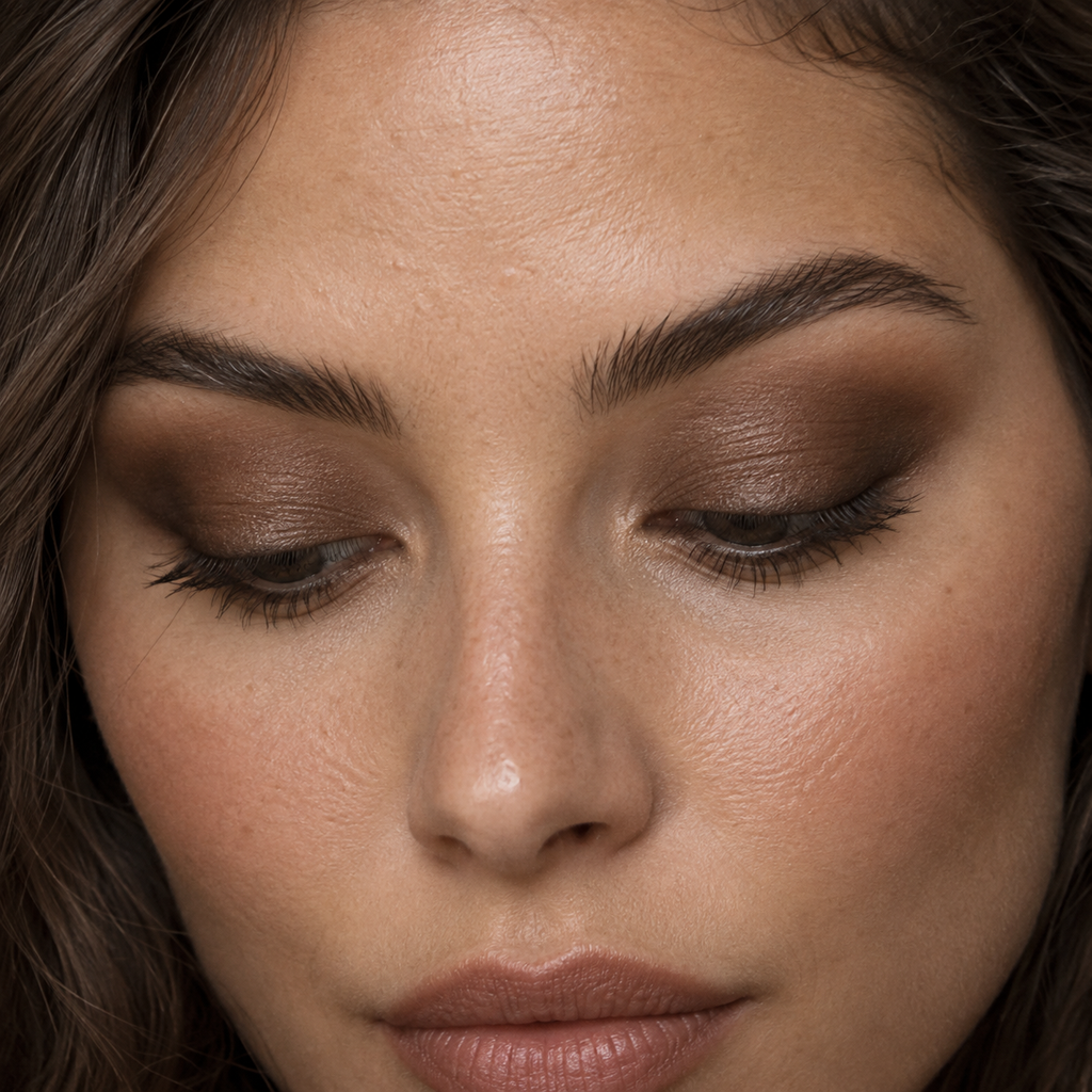 Eyeshadow styling close-up — AI illustration; shade appearance is illustrative