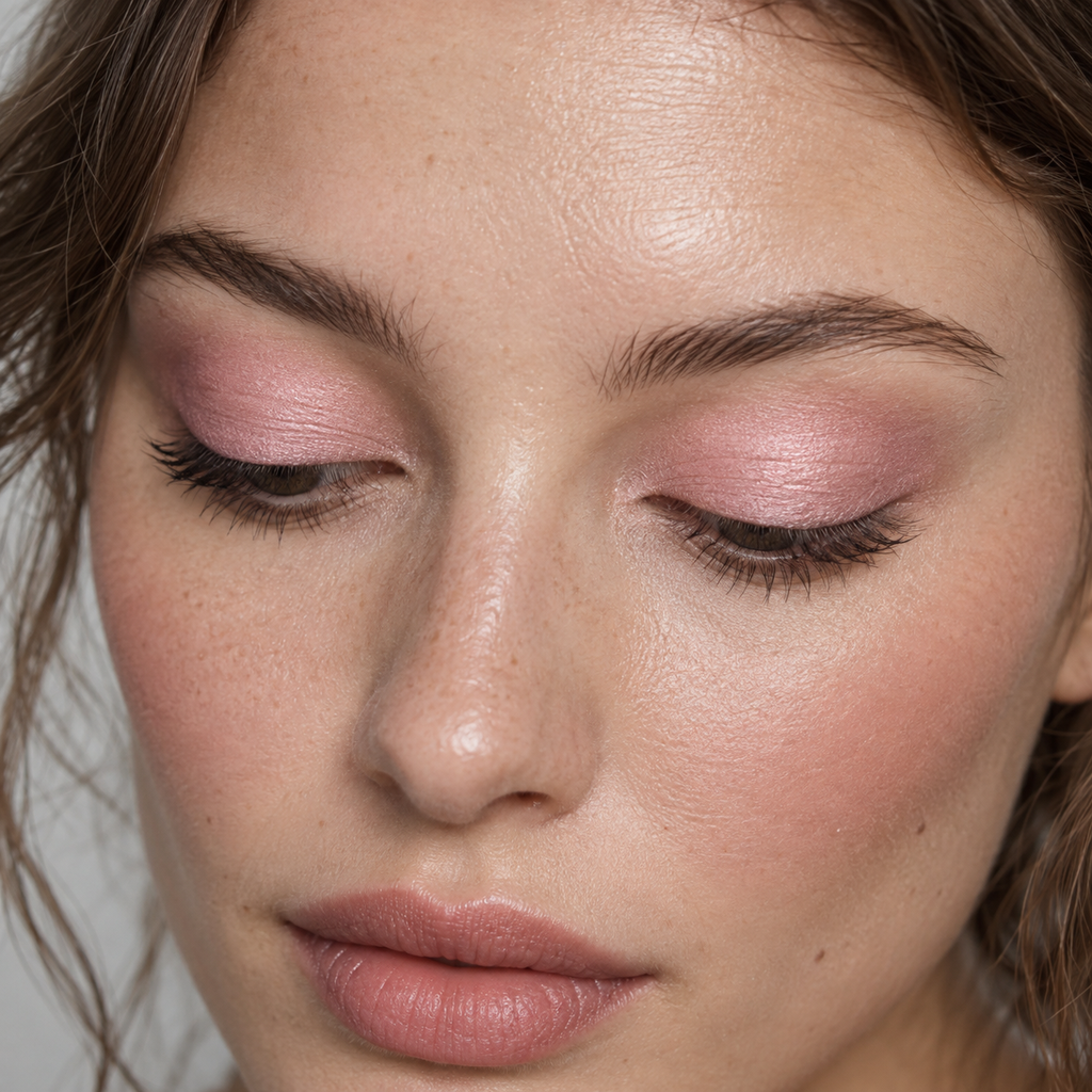 Eyeshadow styling close-up — AI illustration; shade appearance is illustrative