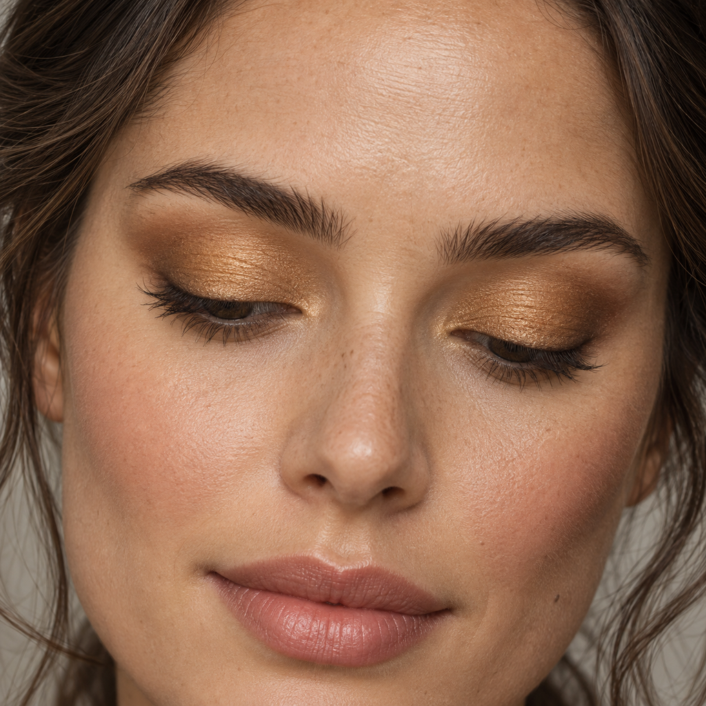 Eyeshadow styling close-up — AI illustration; shade appearance is illustrative