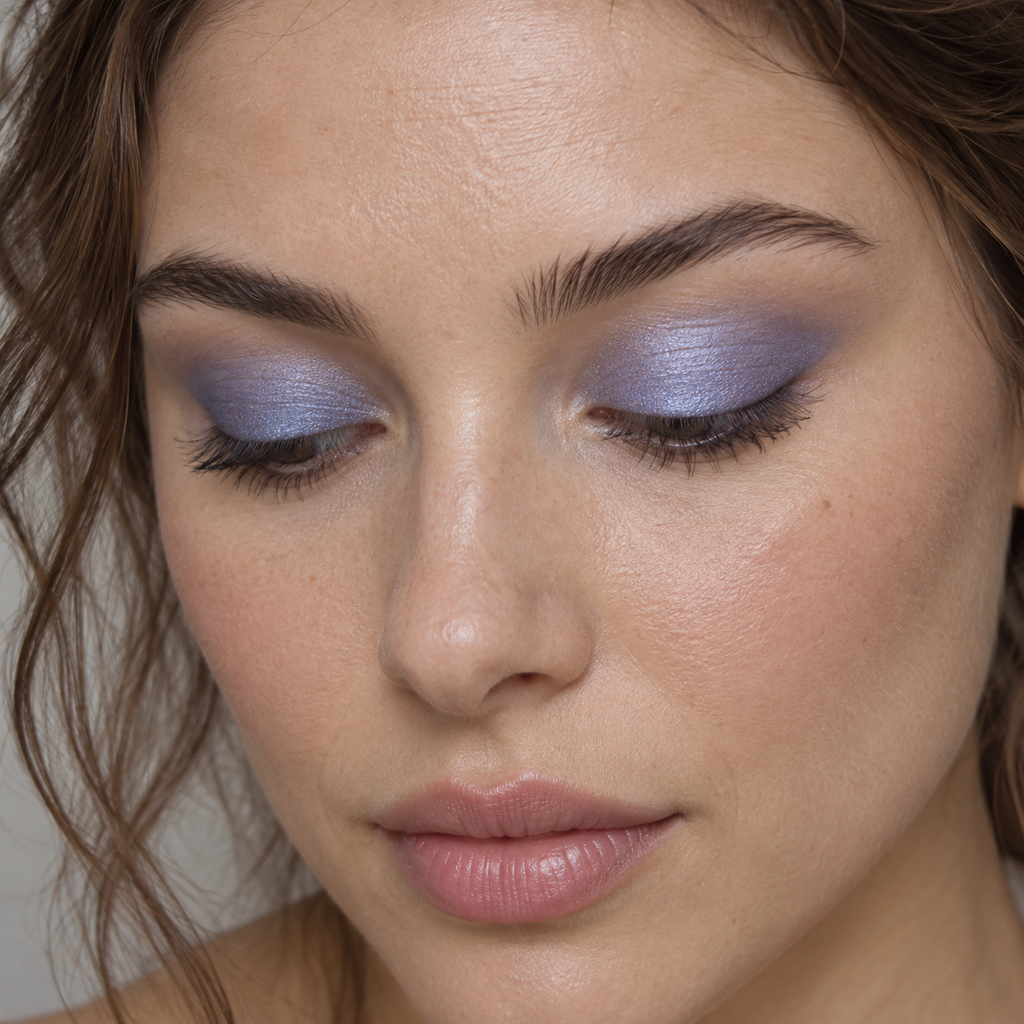 Eyeshadow styling close-up — AI illustration; shade appearance is illustrative