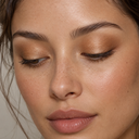 Eyeshadow styling close-up — AI illustration; shade appearance is illustrative