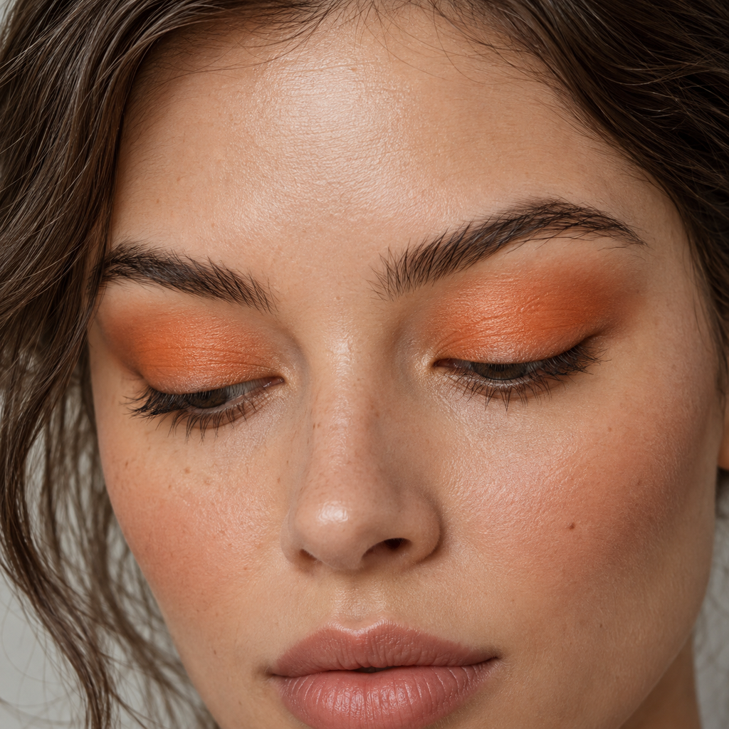 Eyeshadow styling close-up — AI illustration; shade appearance is illustrative