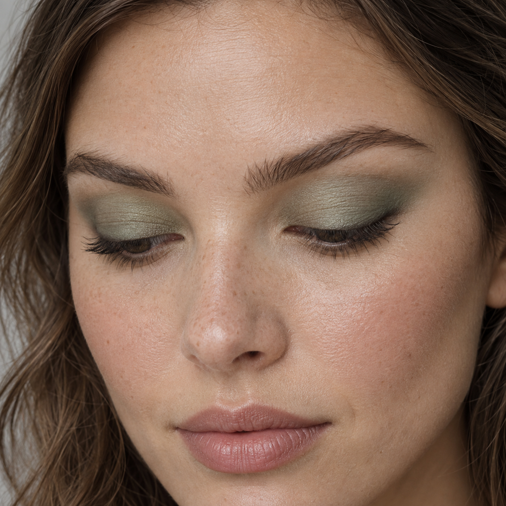 Eyeshadow styling close-up — AI illustration; shade appearance is illustrative