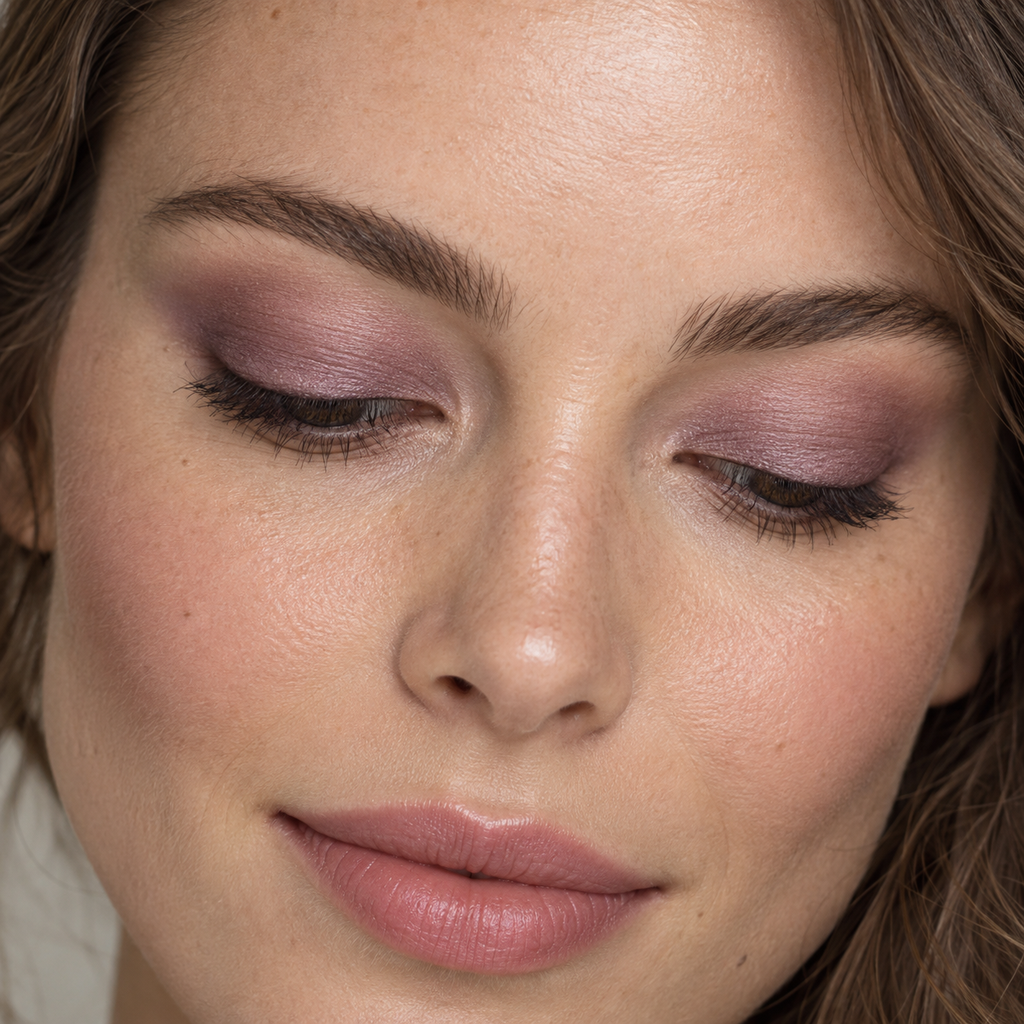 Eyeshadow styling close-up — AI illustration; shade appearance is illustrative