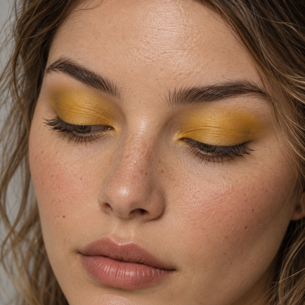 Eyeshadow styling close-up — AI illustration; shade appearance is illustrative