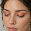 Eyeshadow styling close-up — AI illustration; shade appearance is illustrative