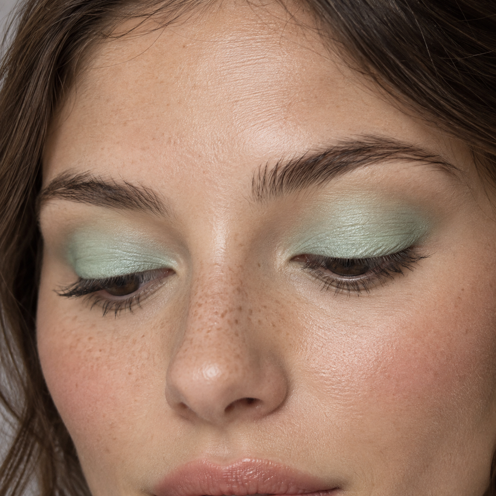 Eyeshadow styling close-up — AI illustration; shade appearance is illustrative