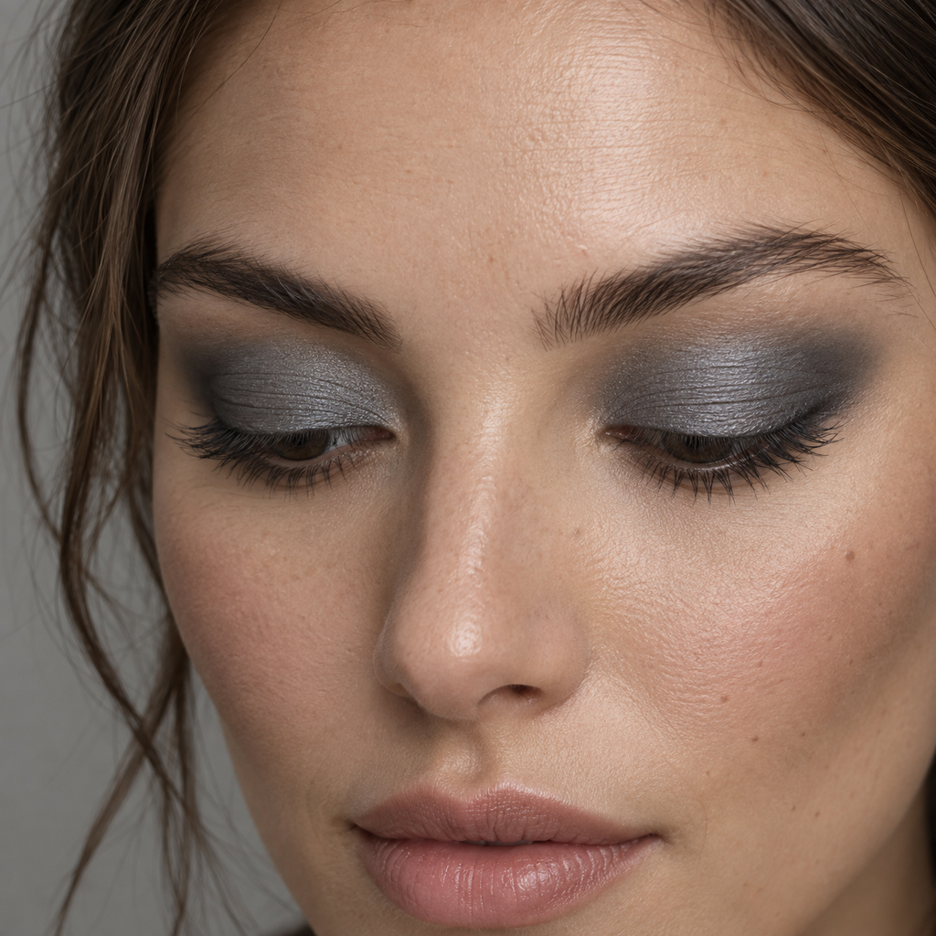 Eyeshadow styling close-up — AI illustration; shade appearance is illustrative