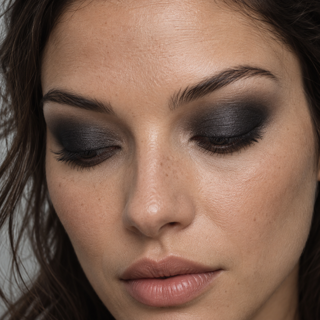 Eyeshadow styling close-up — AI illustration; shade appearance is illustrative