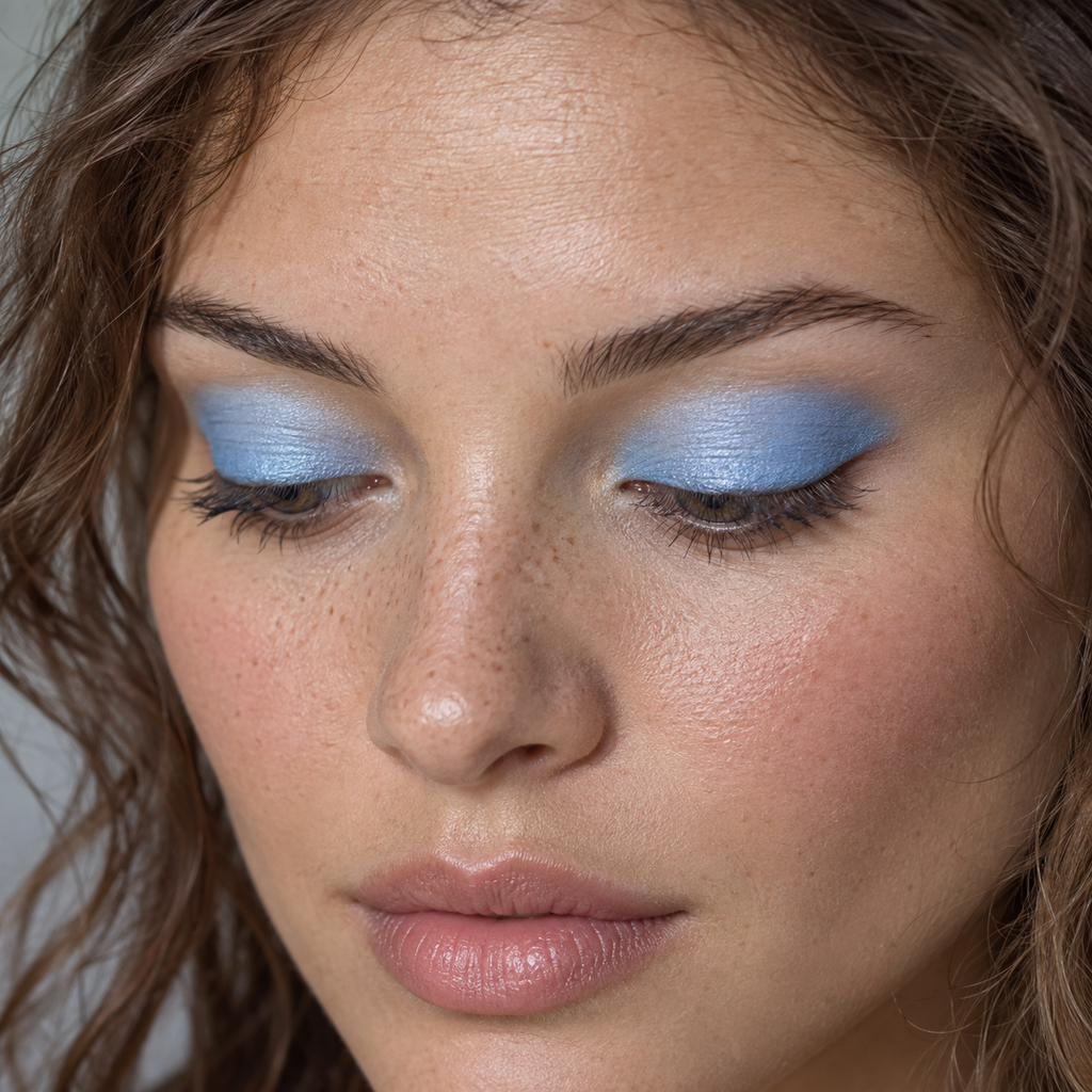 Eyeshadow styling close-up — AI illustration; shade appearance is illustrative