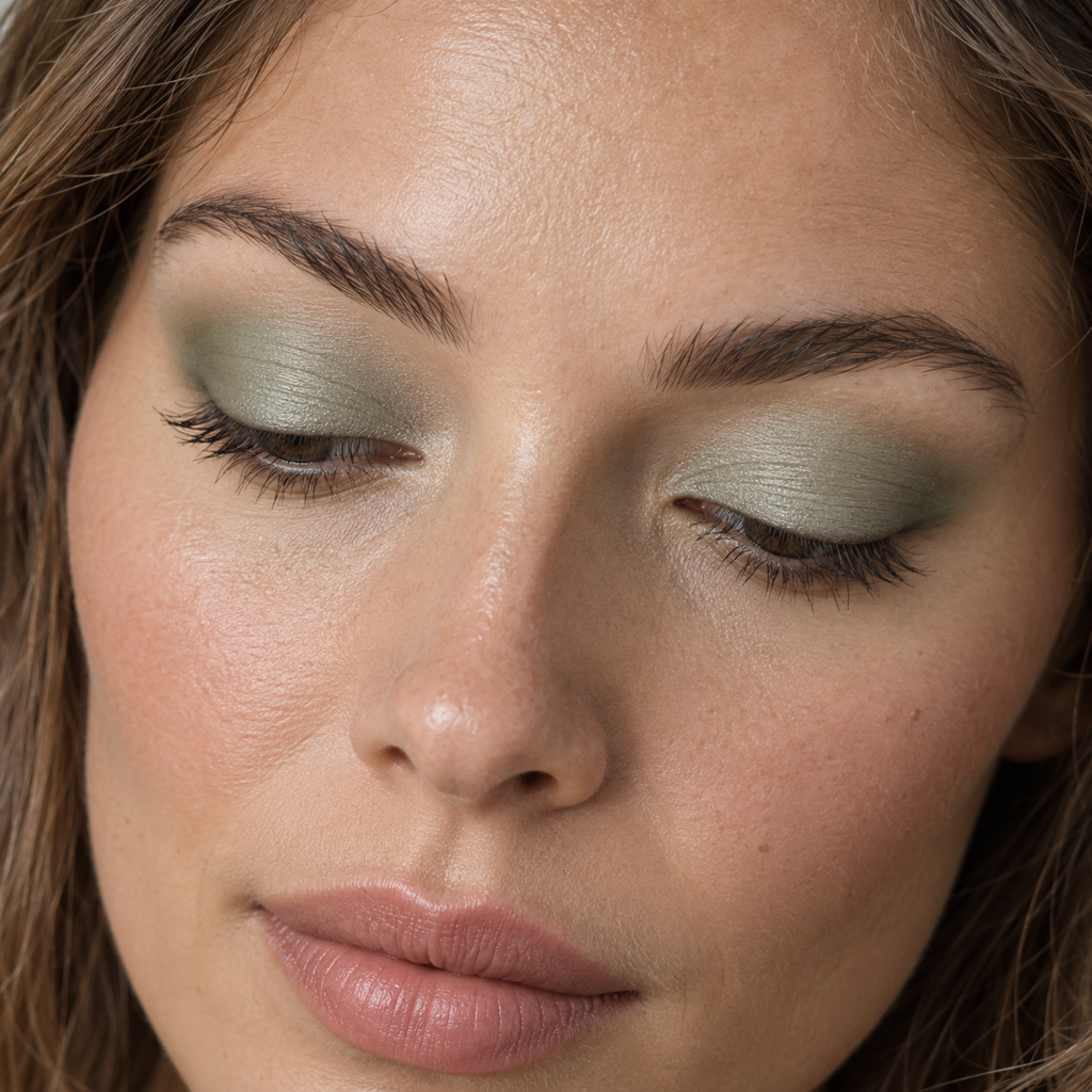 Eyeshadow styling close-up — AI illustration; shade appearance is illustrative