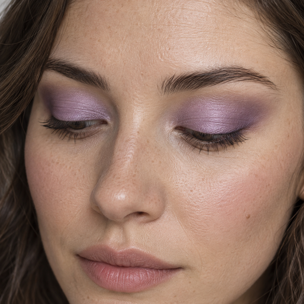 Eyeshadow styling close-up — AI illustration; shade appearance is illustrative