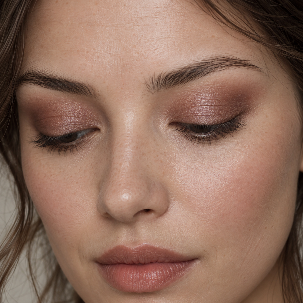 Eyeshadow styling close-up — AI illustration; shade appearance is illustrative