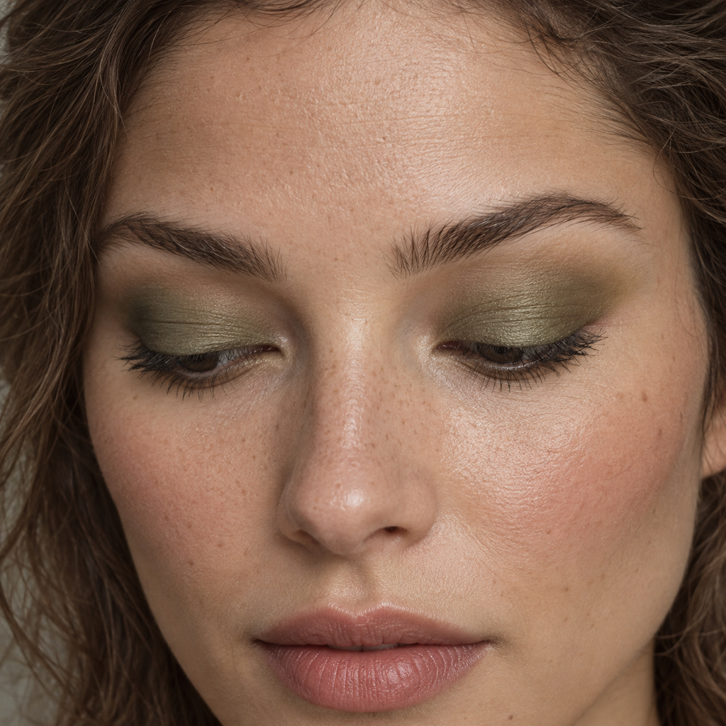 Eyeshadow styling close-up — AI illustration; shade appearance is illustrative