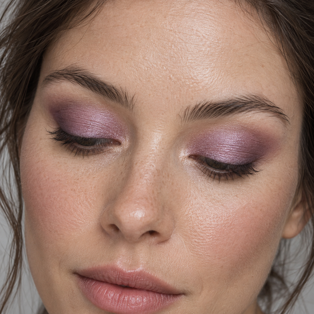 Eyeshadow styling close-up — AI illustration; shade appearance is illustrative