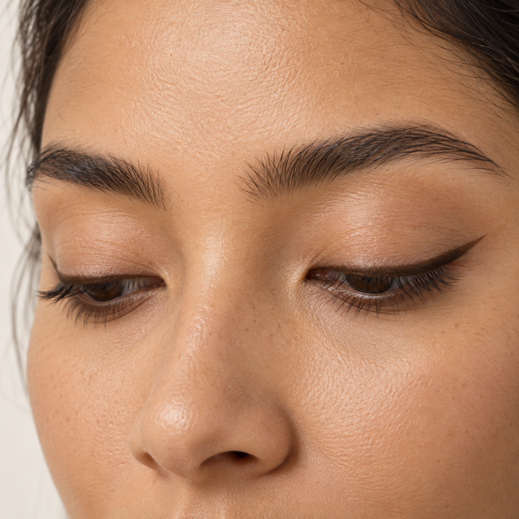 Eyeliner styling close-up — AI illustration; shade appearance is illustrative