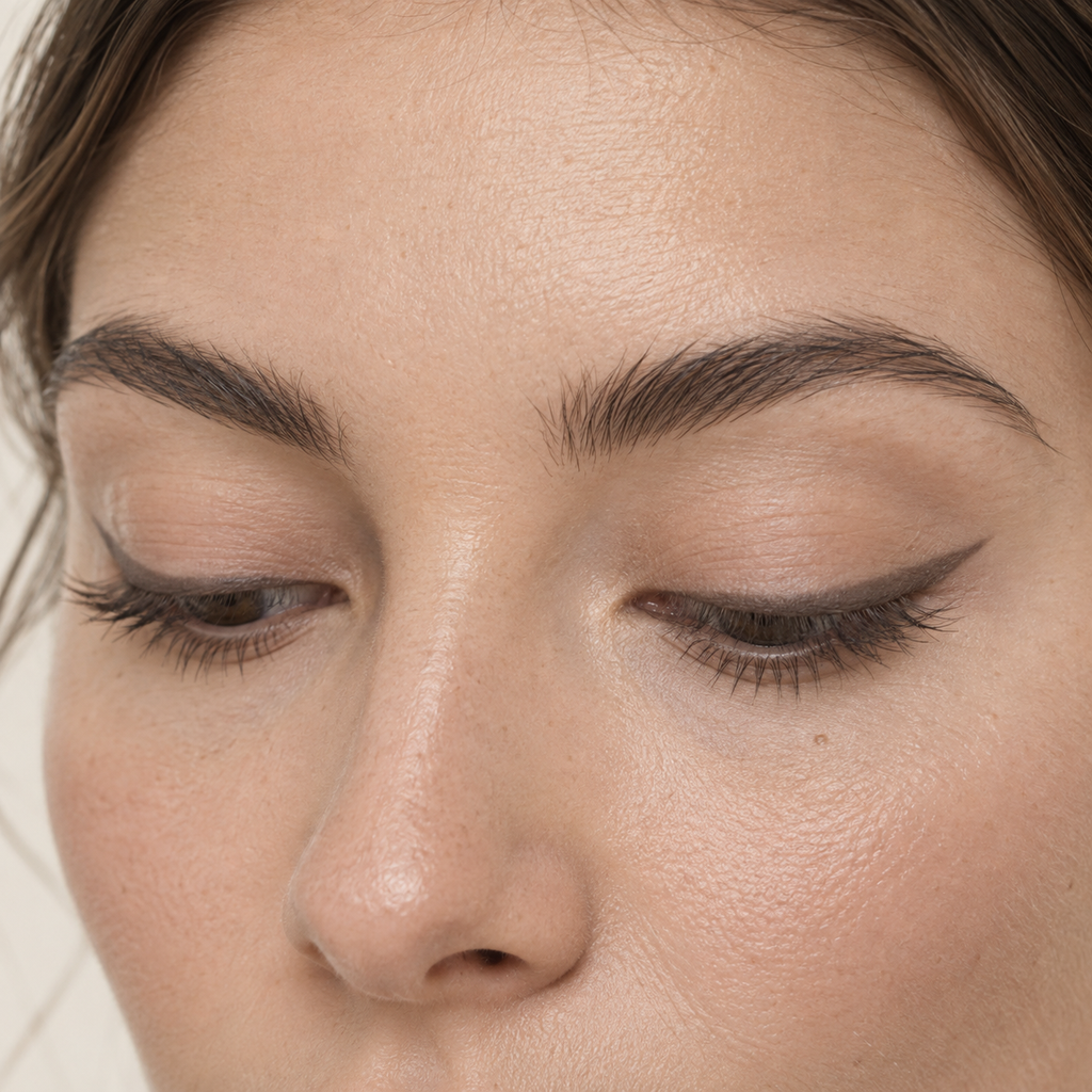 Eyeliner styling close-up — AI illustration; shade appearance is illustrative