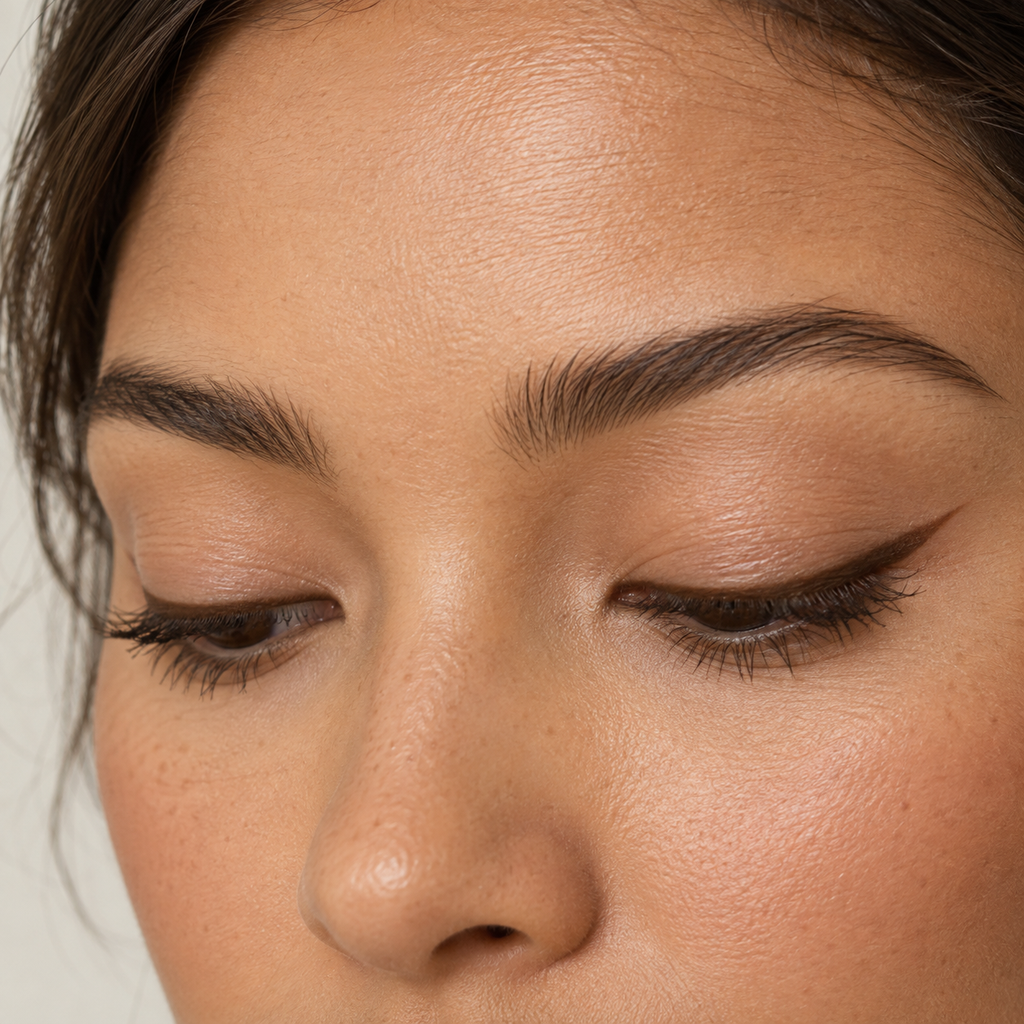Eyeliner styling close-up — AI illustration; shade appearance is illustrative