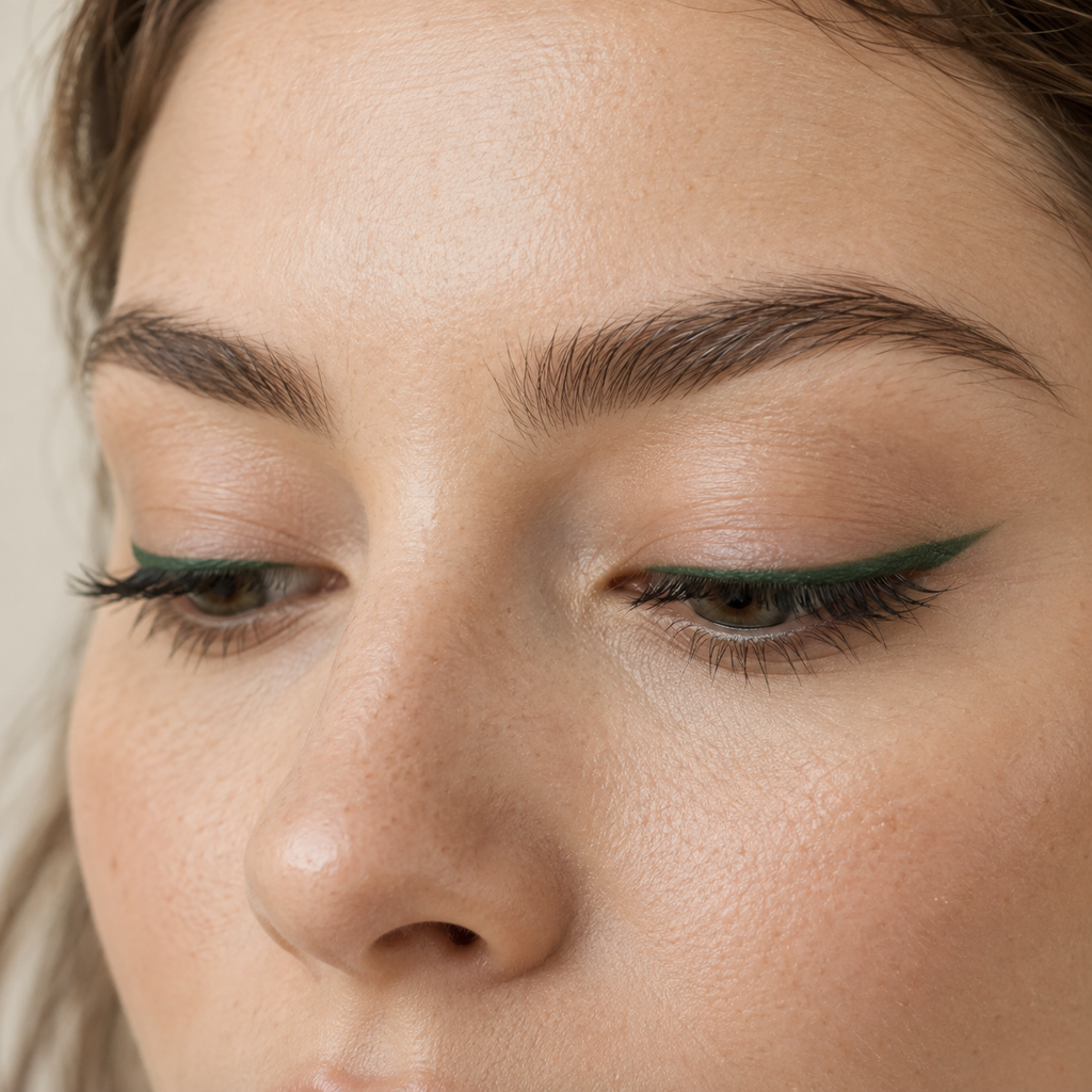 Eyeliner styling close-up — AI illustration; shade appearance is illustrative