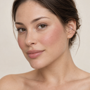 Face makeup styling close-up — AI illustration; shade appearance is illustrative