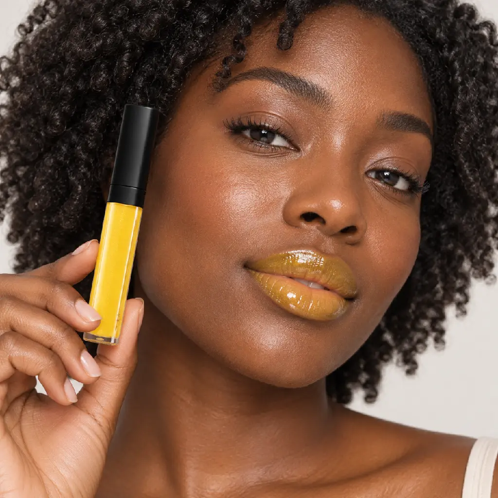 hy-lp-gls-0028-saffron-elation-lip-gloss-yellow-1079-wear.webp