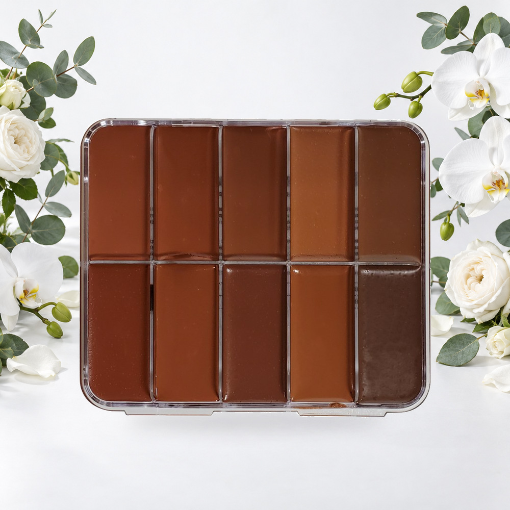 [HY-FA-FND-0055] Satin Light Mini Cream Foundation Palette – Dark